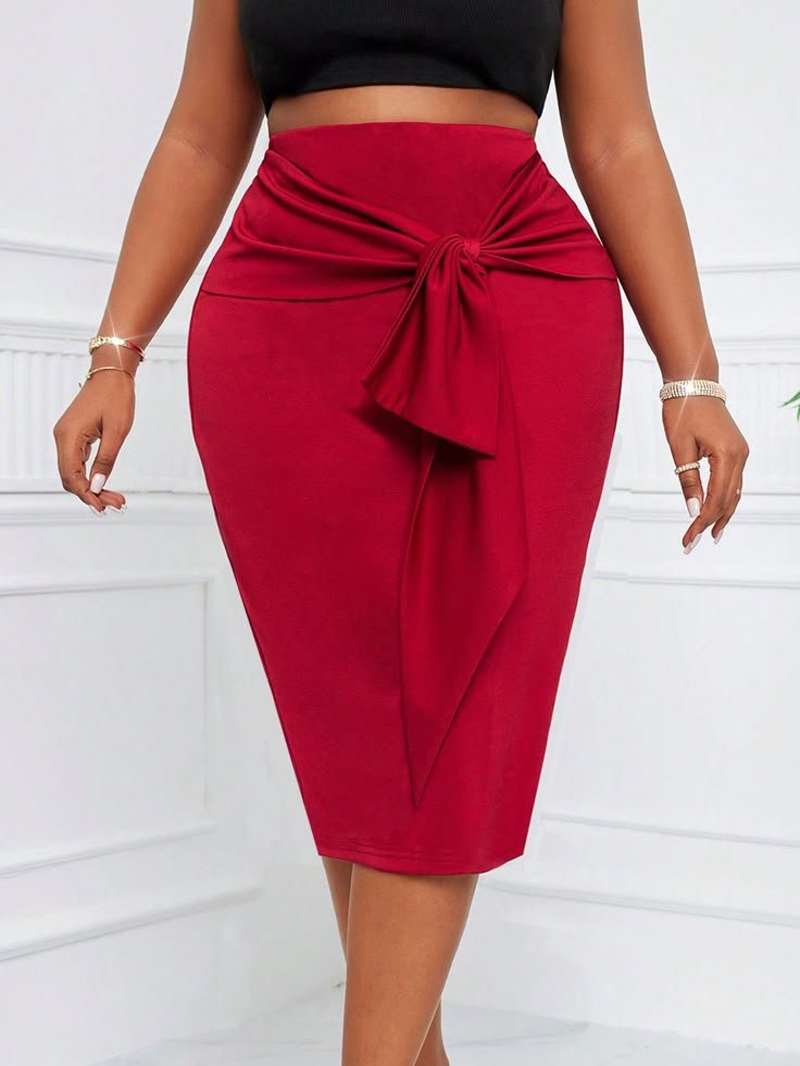 Terracotta Ruched Midi Skirt view 3