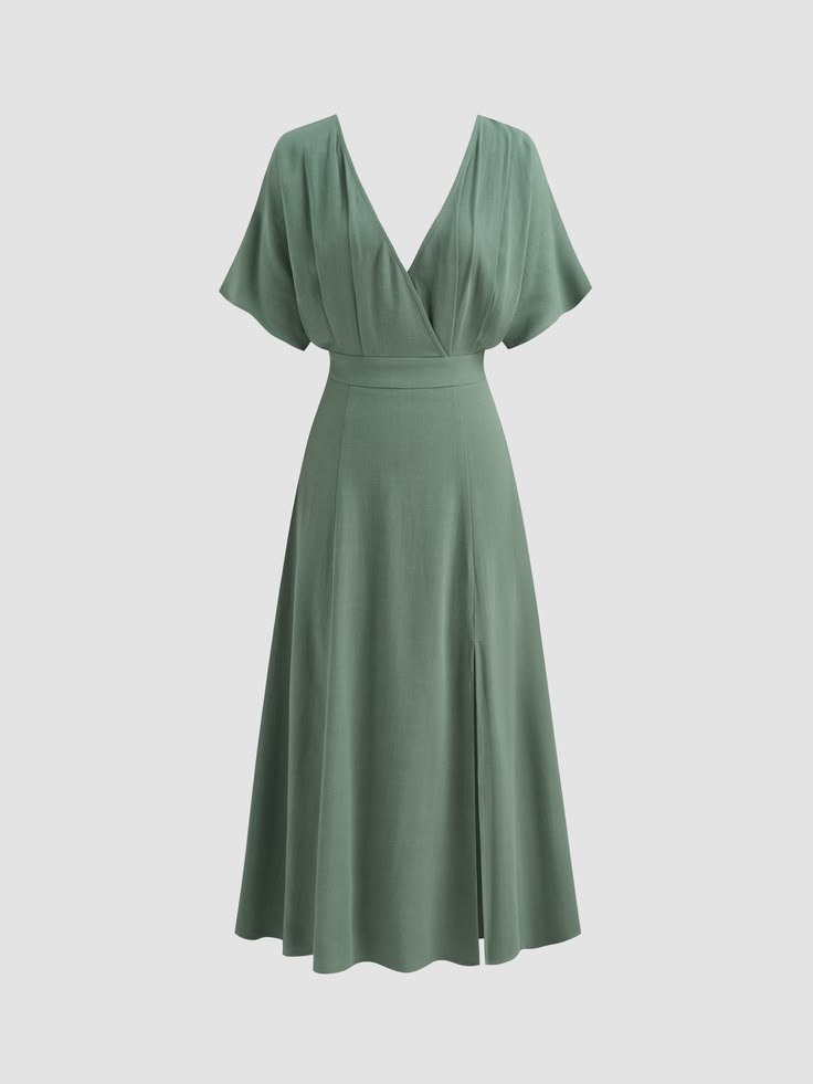 Sage Green Linen Shirt Dress