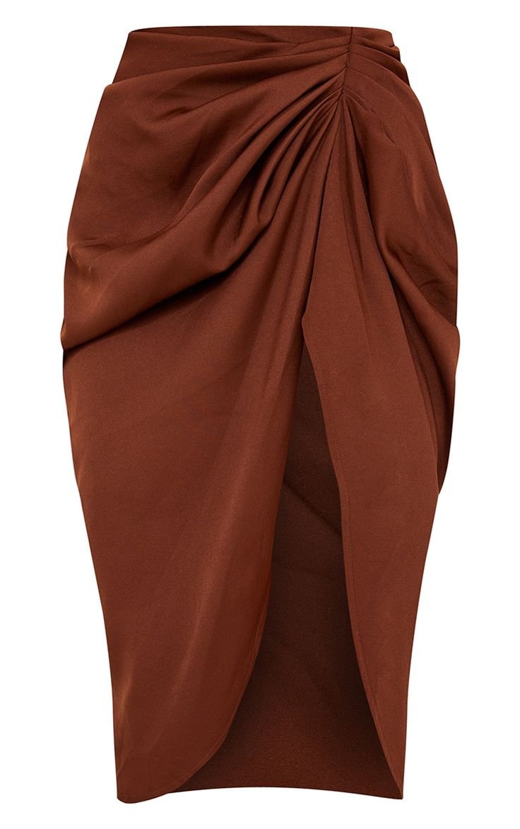 Terracotta Ruched Midi Skirt