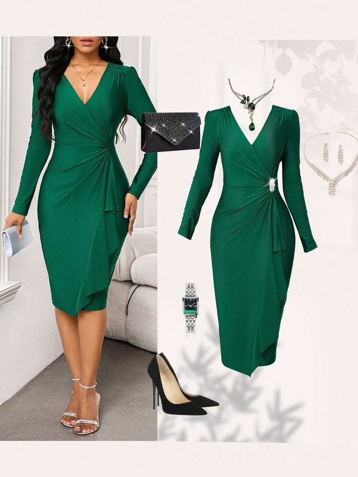 Emerald Wrap Dress view 3