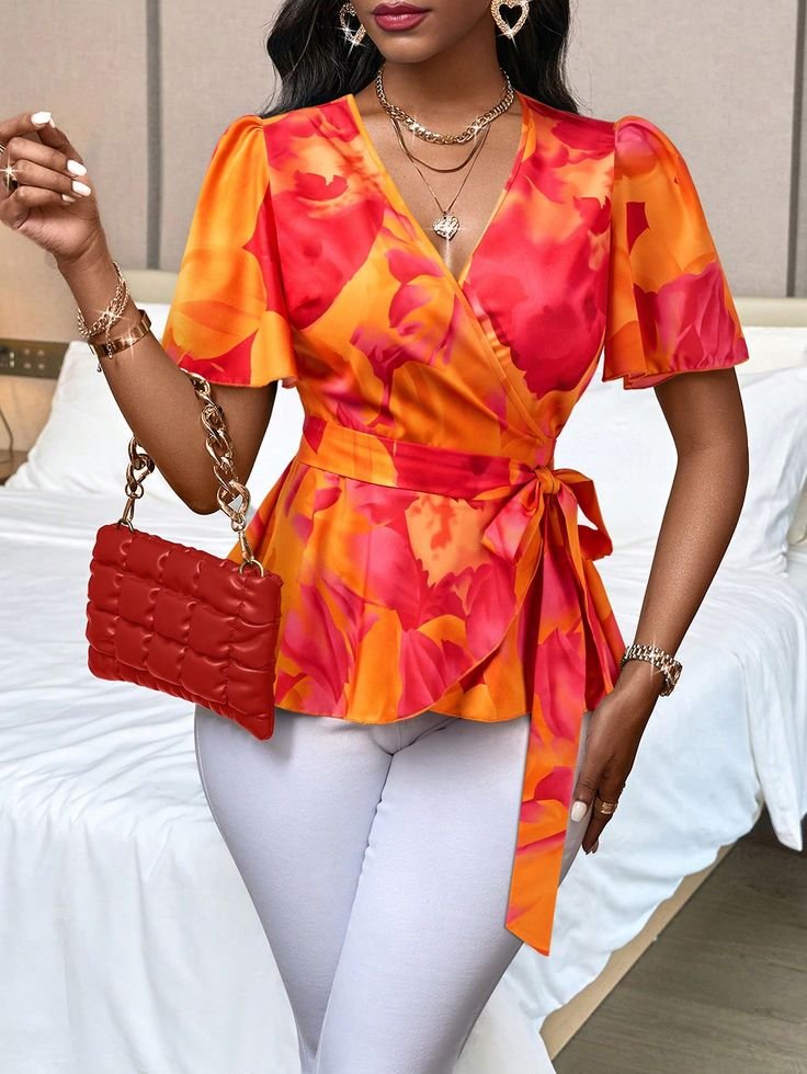 Floral Printed Wrap Top view 2