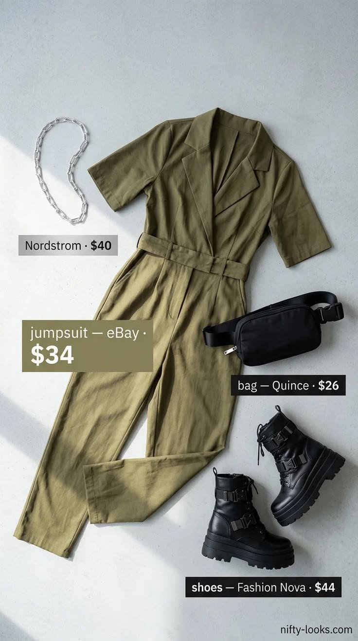 Olive Green Utility Jumpsuit